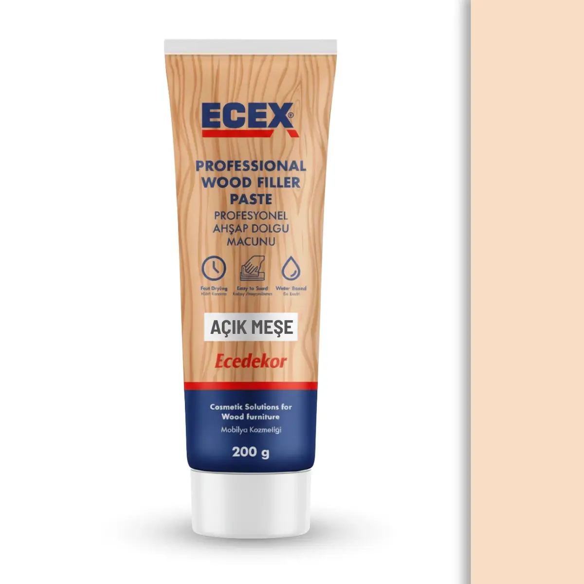 Ahşap Tamir Macunu 200 gr Tüp | ECEX - Çatlak Delik Dolgu Macunu A. Meşe