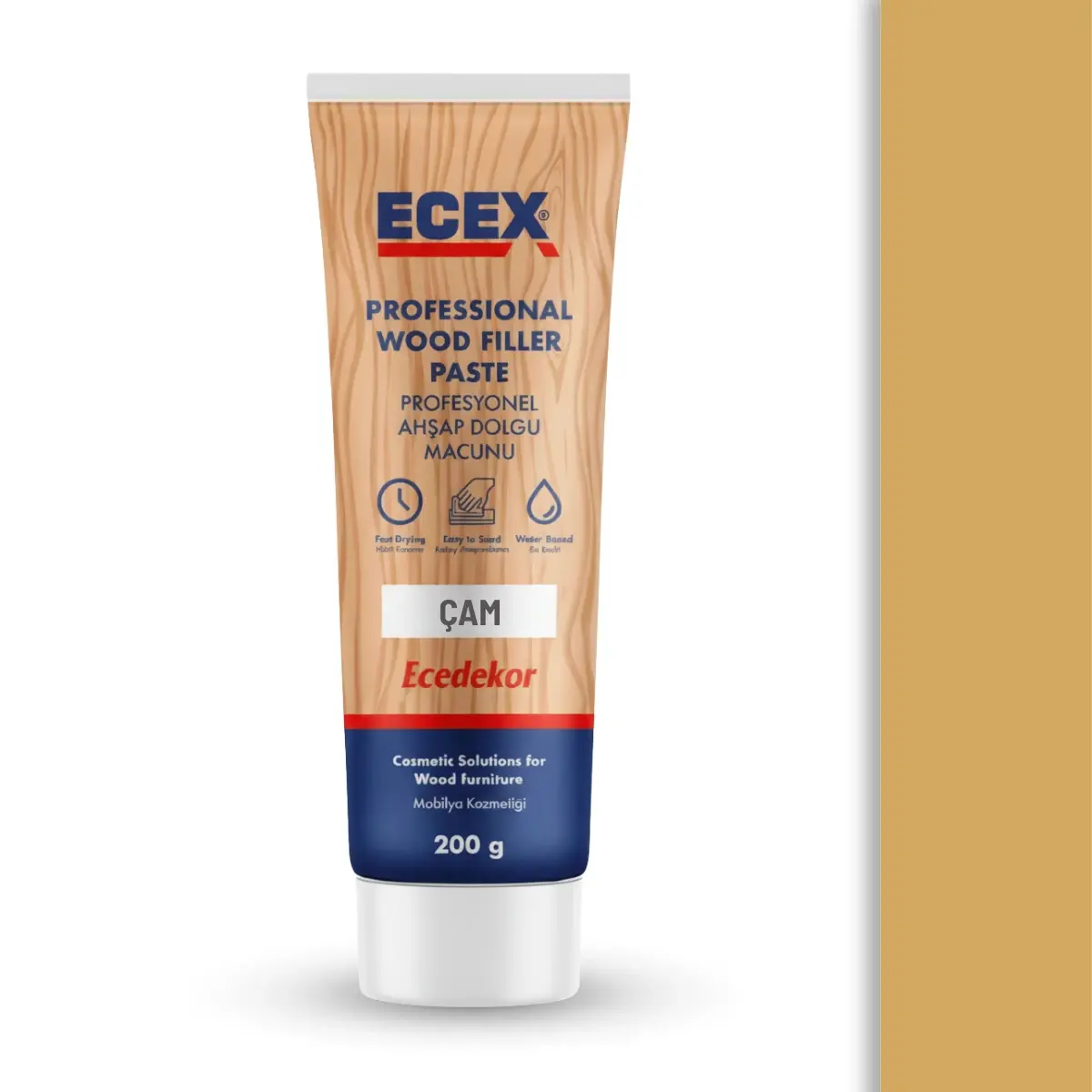 Ahşap Tamir Macunu 200 gr Tüp | ECEX - Çatlak Delik Dolgu Macunu Çam