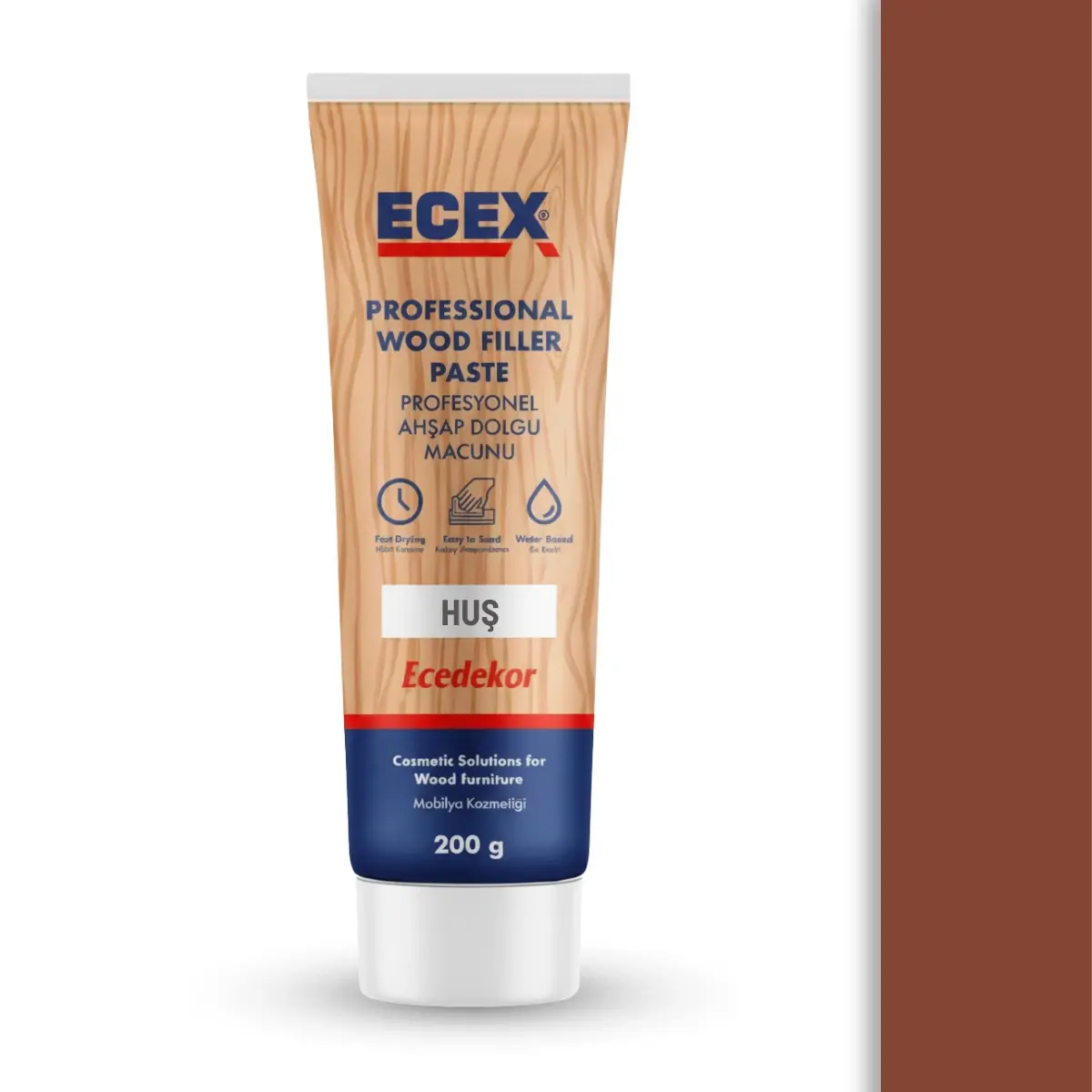 Ahşap Tamir Macunu 200 gr Tüp | ECEX - Çatlak Delik Dolgu Macunu Huş