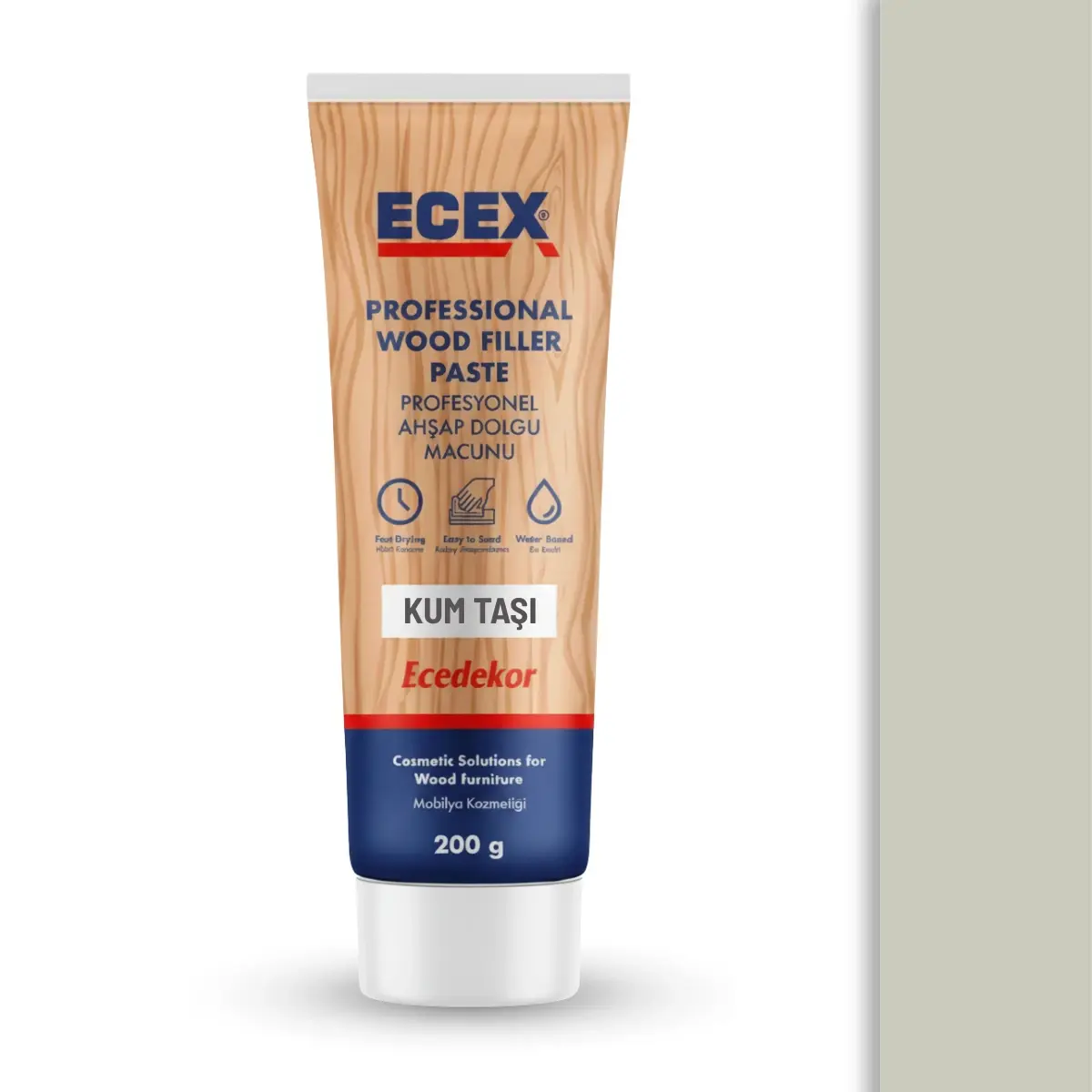 Ahşap Tamir Macunu 200 gr Tüp | ECEX - Çatlak Delik Dolgu Macunu Kum Taşı