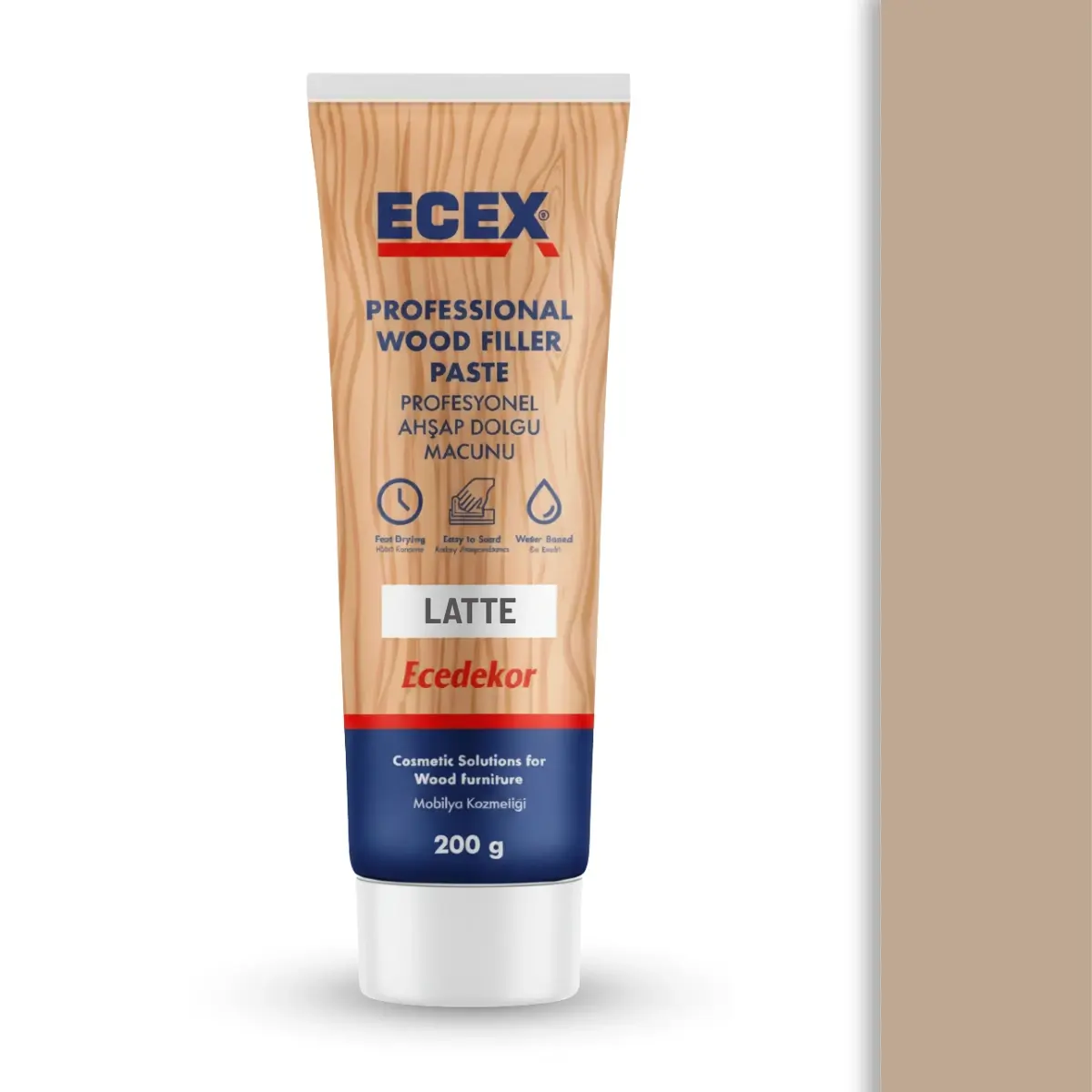 Ahşap Tamir Macunu 200 gr Tüp | ECEX - Çatlak Delik Dolgu Macunu Latte