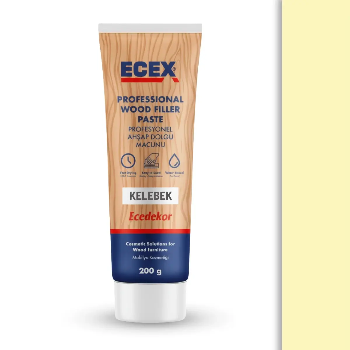 Ahşap Tamir Macunu 200 gr Tüp | ECEX - Çatlak Delik Dolgu Macunu Kelebek